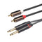 Dual 1/4 Mono Male to 2 RCA Male Adapter Cable Cord for Mixer Amplifier 1.5m