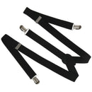 Lady Woman Adjustable Metal Clamp Elastic Suspenders Braces - Black S7N4