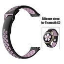 Silicone Watchband Bracelet Wrist Strap for Ticwatch C2 18mm (Black+Pink)