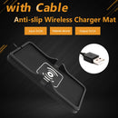 Anti-slip Wireless Charger Mat w/Cable Universal Car Charging Pad Phone Holder