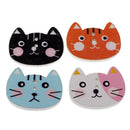 50pcs Assorted Cat Shape Wooden Flatback Buttons for Kids Crafts DIY 25mm
