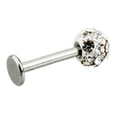 Cool Crystal Gem Stainless Steel Labret Piercing Stud for Lip / Tragus / Ea