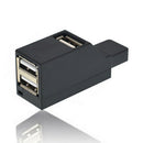 3 Port USB2.0 Hub High Speed Splitter Plug and Play Bus Adapter Extender Black