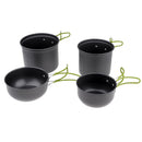 4x Portable Outdoor Cookware Camping Picnic Cooking Bowl Pan Pot Set, Scratch
