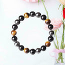 10mmWomen Men Tiger Eye Hematite Black Obsidian Natural Gifts Bracelet Ston N0F5