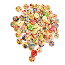 100x Wood Buttons Mixed Patterned For Sew On DIY