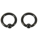 2 Lot Pair of Black Steel Eazy Captive Bead Ear Rings BCR Stud Piercing Jew I6D4
