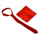 Unisex Casual Necktie and 8.5 Inch Satin Hanky - Red
