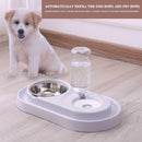 Pet Dog Automatic Water Food Feeder Dish Dual Port Drinking Feeding Basin Bowl
