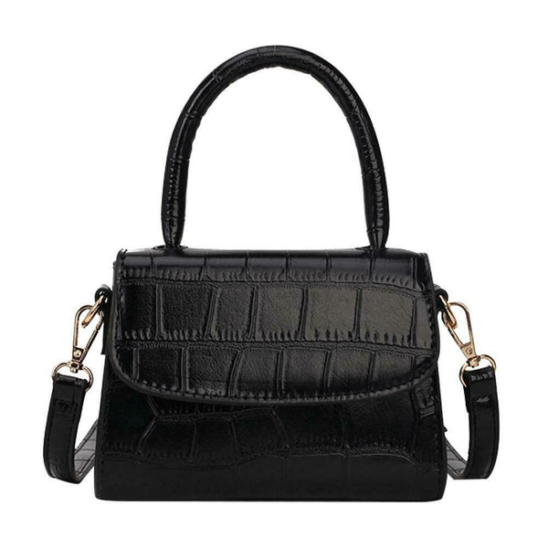 Alligator Pattern Shoulder Handbags PU Leather Women Crossbody Bags (Black)