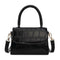 Alligator Pattern Shoulder Handbags PU Leather Women Crossbody Bags (Black)