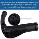 1Pair Ergonomic Rubber Bicycle Handlebar Grips w/ Aluminum Bar Ends (Black)