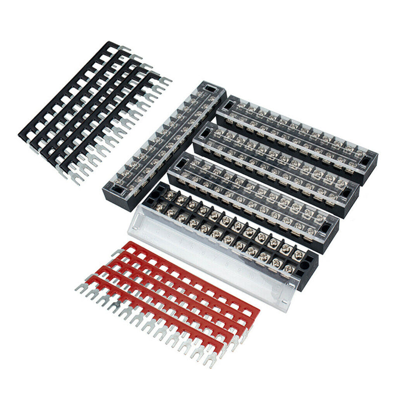 5Pcs Dual Row 12-Position Screw Terminal Electric Barrier Strip Block 25A 600V