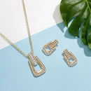 Women Rhinestone Geometric Zipper Dangle Stud Earrings Necklace Jewelry Set A