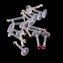 16 6mm Multicolor Labret Lip Bars Rings Body Piercing T6P8