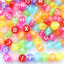 100PCS Jewelry Beads Cube Making Random Alphabet Loose Spacer Letter DIY Acrylic