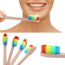 10pcs Soft Rainbow Head Bamboo Toothbrushes Oral Care Teeth Whitening Tools