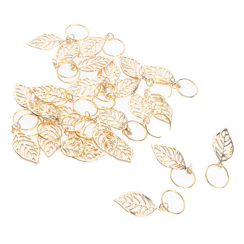 30 Pieces Hair Extension Decoration Dreadlocks Pendant Metal Leaves Bead Set