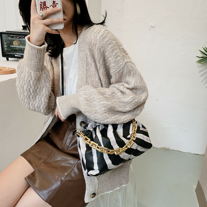 Leather Cloud Crossbody Bag Women Animal Pattern Chain Shoulder Handbag (3)