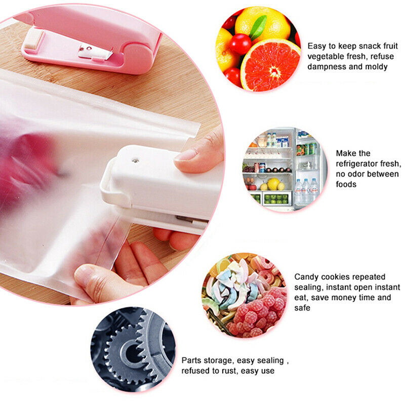Portable Mini Heat Sealing Machine Food Bag Package Sealer Bag Clip Household Ew