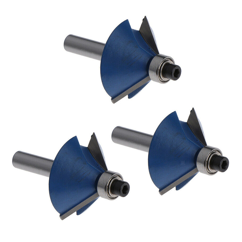 3pcs 1/4 Inch Shank Chamfer Edging Cutter Carpentry Router Bit for Wooden Door