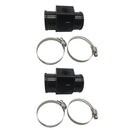 2 Set Black Water Hose Coolant Temperature Sensor Hose Adapter Set w/ Clamp