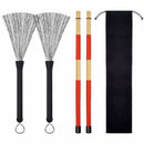 1 Pair Drum Brushes Retractable Wire Brushes Drums Drum Sticks Brush + 1 Pa M9F7