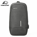 Kingsons USB Chest Bag Men Crossbody Bags Small Shoulder Bag For Male Bicyc