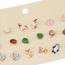 9 Pairs Small Multiple Animal Ladybug Stud Earrings Set For Girls Kids
