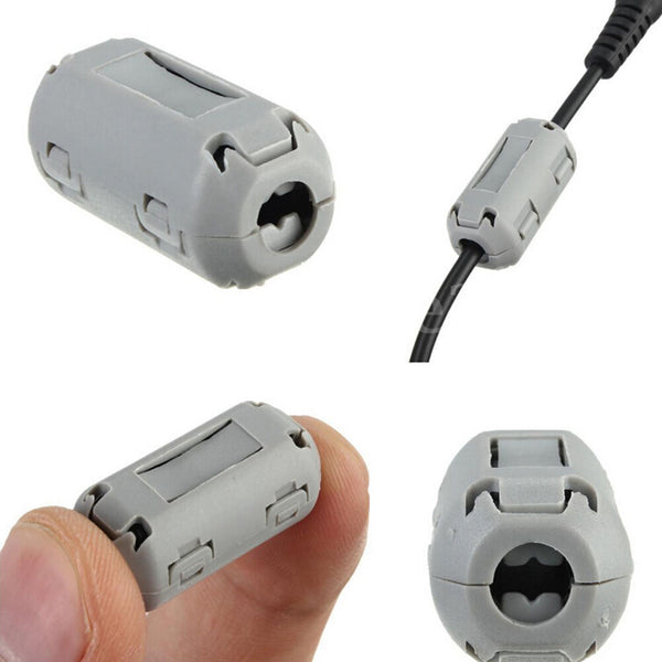 5pcs 7mm Grey Noise Suppressor EMI RFI Clip Choke Ferrite Core Cable Filter Kn