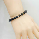 Fashion Unisex Women Men Rhinestone Charm Matte Bead Bangle Strand Bracelet A