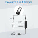 Computer Headset, USB/3.5mm Wired Headphone with Microphone for Call Center