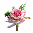 Rose Flower Silk Boutonniere Corsage Accessories wedding decorations Pink r