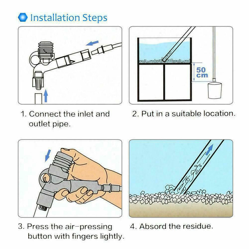 Fish Tank Air-pressing Vacuum Pump Aquarium Water Changer Gravel Cleaner E9S6
