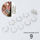 9Pcs Fashion Crystal Clip Ear Cuff Stud Women's Punk Wrap Cartilage Earring Gift