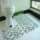 Soft 2pcs Floor Rug Carpet Bath Pedestal Mat Bathroom Shower Toilet Non slip P3C