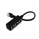 RJ45 Splitter Adapter, RJ45 1 Male to 3 Female Ports Socket Adapter Interfa