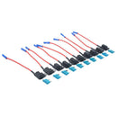 10 Pack 12V Medium Size Car Add-a-circuit Fuse Adapter with 15A Fuses+Clip