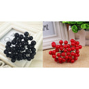 200Pcs Artificial Berries Wedding Xmas Floral Bouquet Wrealth Red + Black