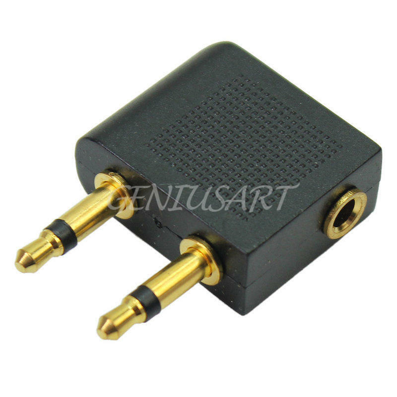 3.5mm Airplane Travel Headphone Earphone Jack Socket Plug Splitter Cable Adapter