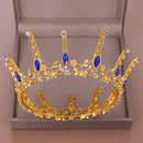 Retro Personality European Full Crown Bride Crown Blue Rhinestone Wedding D