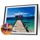5D DIY Full Round Drill Diamond Painting Seaside Plank Road Cross Stitch