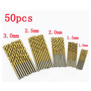 50X HSS Metric Drill Bit Set Titanium Coated Twist Drills Metal Wood 1-3mm New