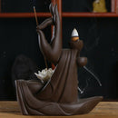 Ceramic Tathagata Buddha Lotus Backflow Incense Burner Holder Lotus Style