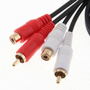 2 RCA Female Jack To 2 RCA Male Plug Splitter Audio Video Av Adapter Cable