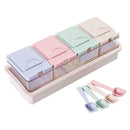 4 Grid Plastic Wheat Straw Flip Drawer Type Spice Jar Seasoning Storage Box