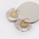 Fashion Flower Hollow Metal Fringed Tassel Statement Earrings For Women Boh T2J4