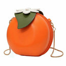 Fruit Orange Shaped Women Pu Leather Clutch Purse Cross Body Bag