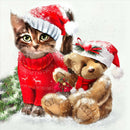 Full Round Drill Diamond Painting DIY Christmas Cat Bear Rhinestone Picture