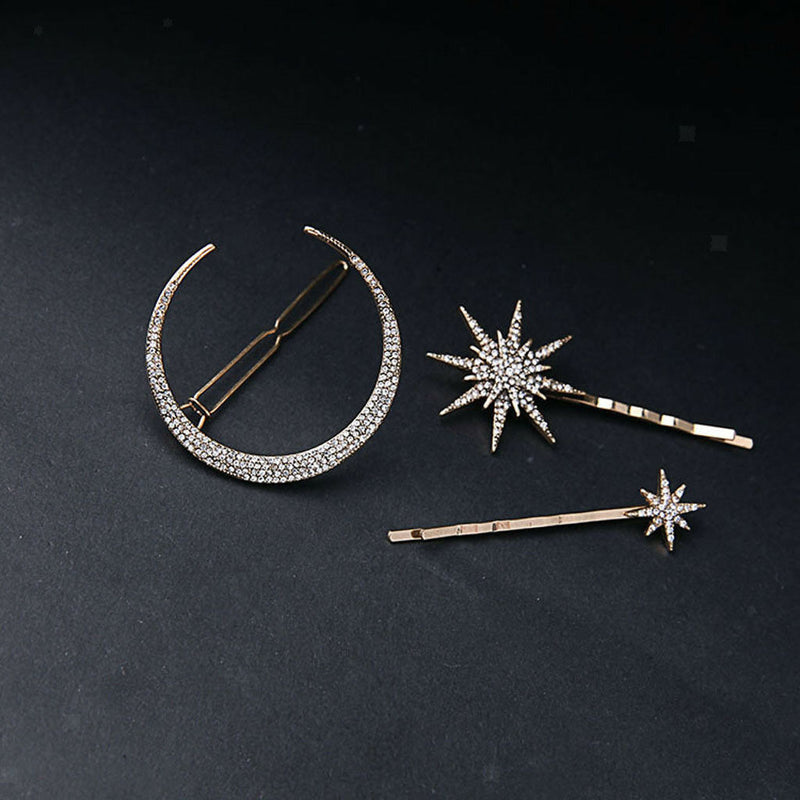 New Popualr Crystal Moon Star Rhinestone Hairpin Hair Clip Jewelry Gift